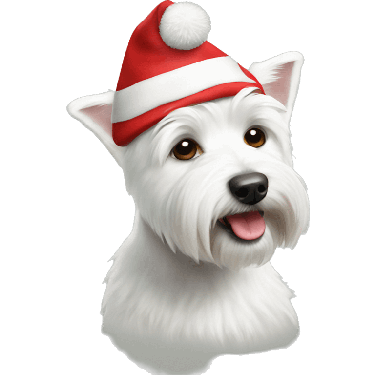 White westie dog Santa hat  emoji