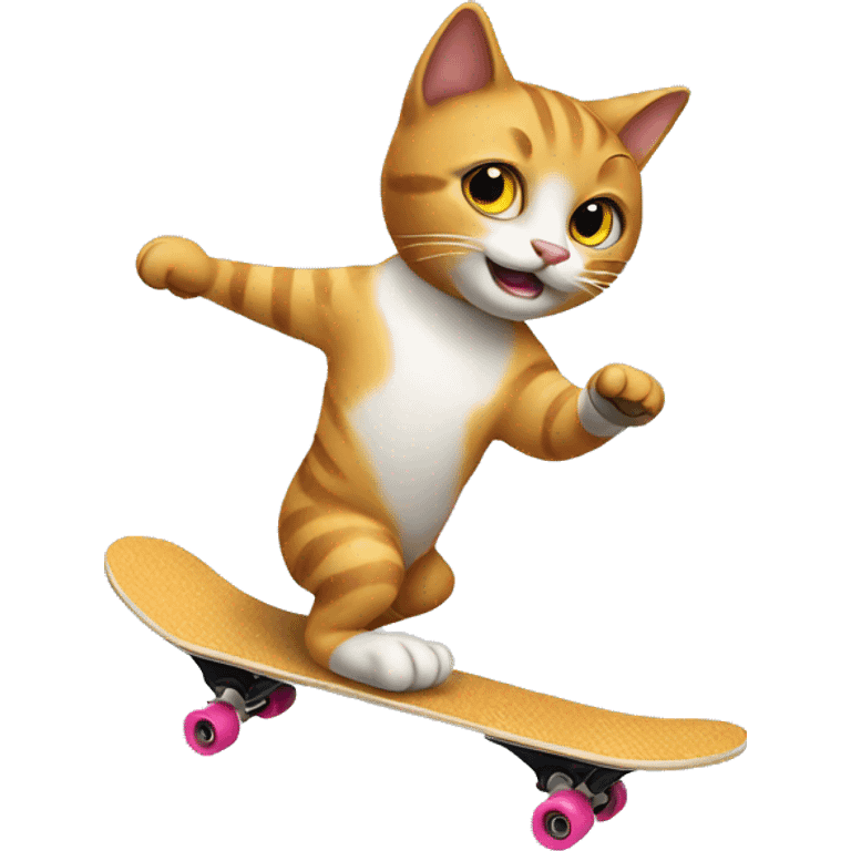 cat doing a kickflip emoji