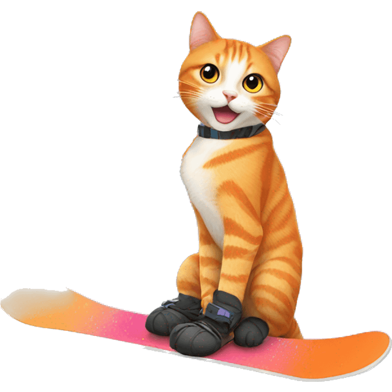 Orange Cat on snowboard  emoji