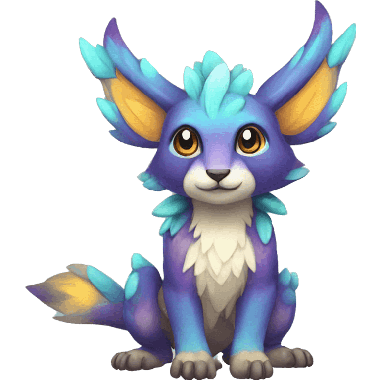 Cute cool colorful fantasy animal hybrid Fakemon full body emoji