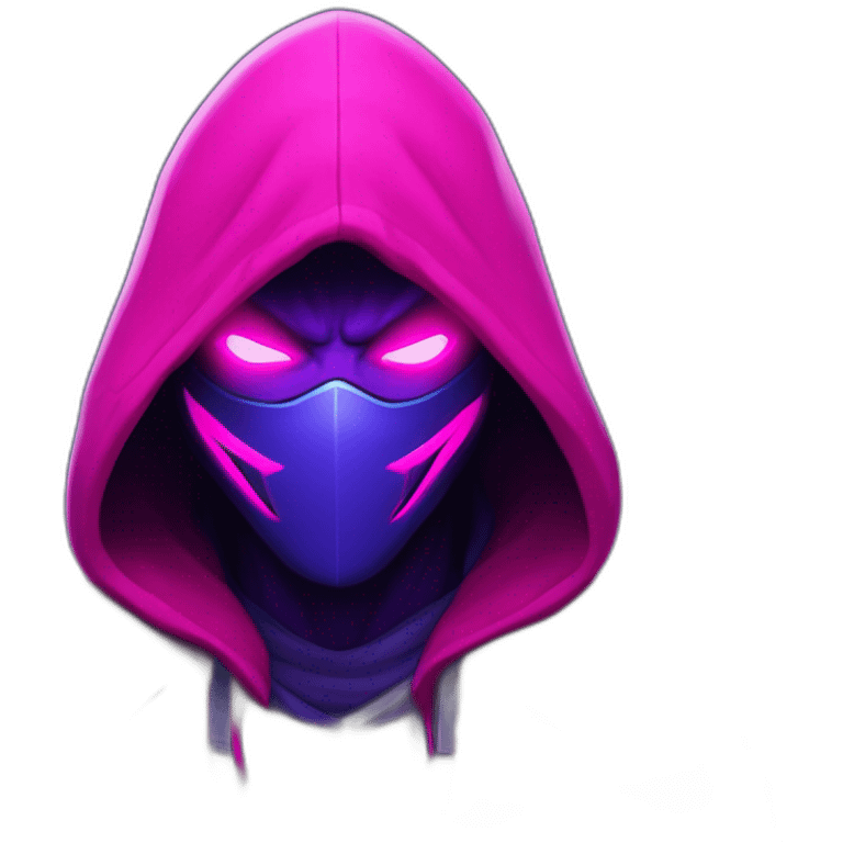 Riot Games Valorant neon pink eyes glowing bright red Video game character blue purple hooded assassin themed character shrouded wraith emoji