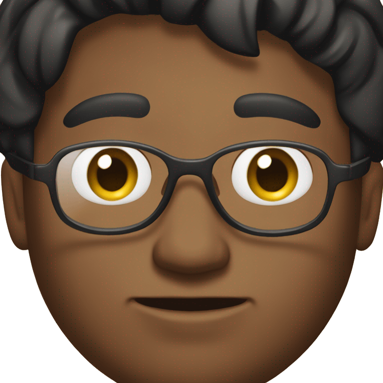 a brown boy with black hair and light beard and also wearing a glass peeking behind from a laptop emoji