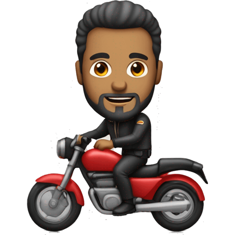 motociclista homem 40 anos, sem barba, meio gordinho, fazendo joia em cima de uma moto emoji