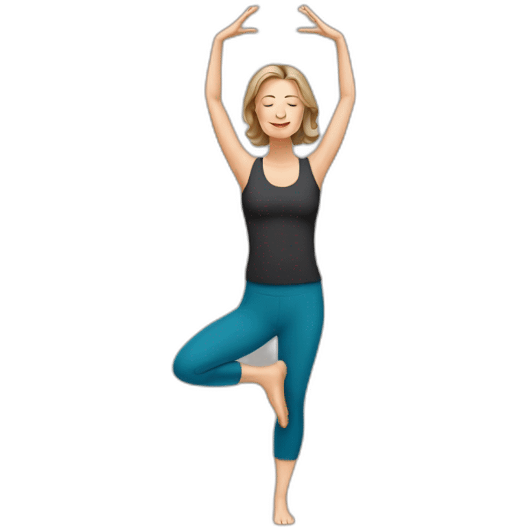 50 year old white woman doing yoga brunette emoji