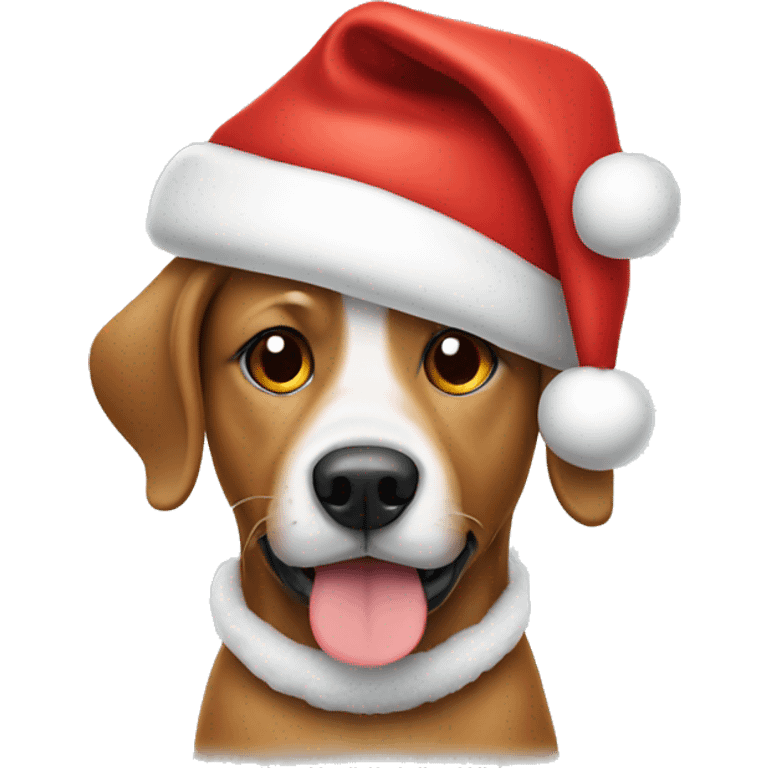 Dog wearing Santa hat emoji