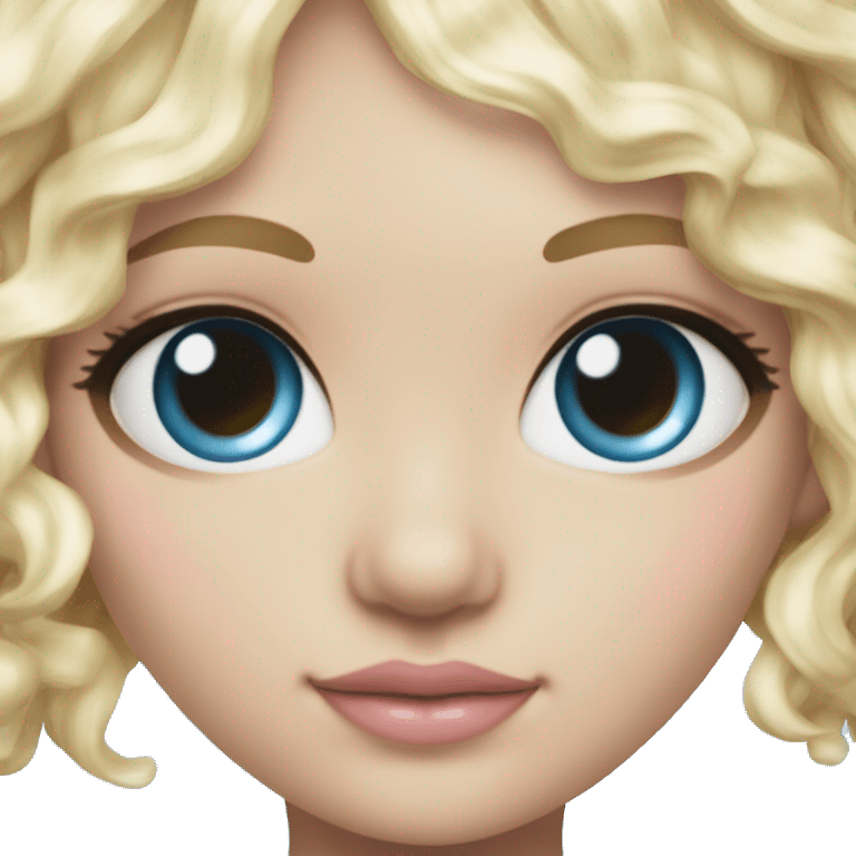 ocean blue doll eyes, blonde hair, feminine, pink, girl, angelic emoji