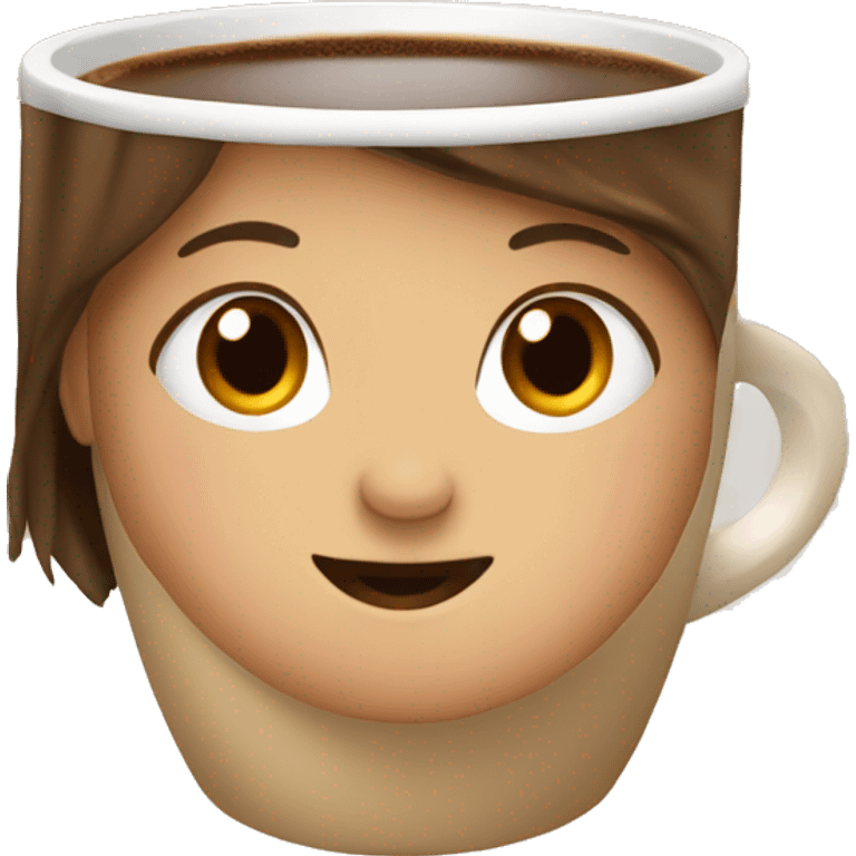 girl head into coffee cup emoji