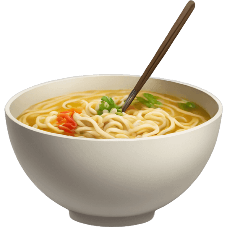 a ramen bowl with paint brush chpsticks emoji