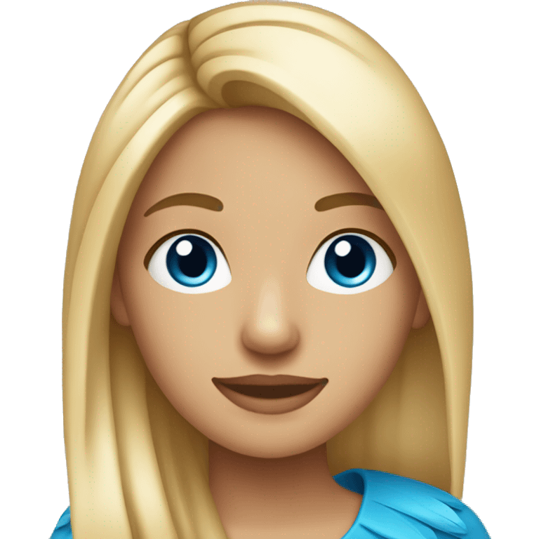 Blonde haired girl with straight hair and blue feather earring emoji