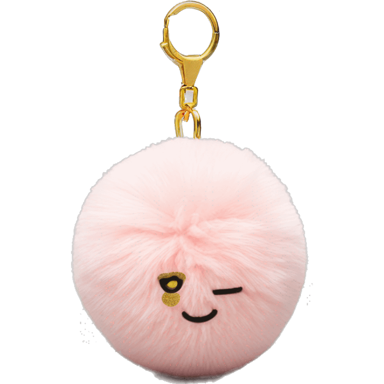 Light Pink and Gold Pom Pom Ball Keyring emoji