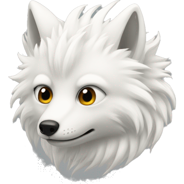 A white fox with 9 big tails  emoji