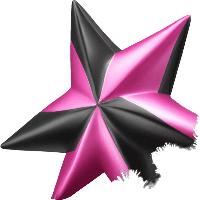 Realistic isolated black and pink metallic star christmas tree topper. emoji