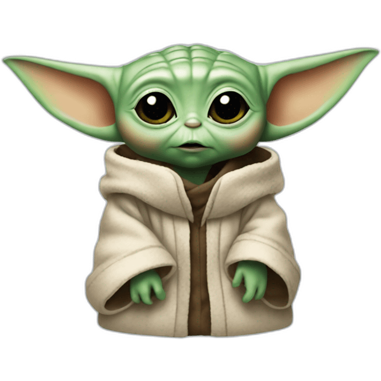 Baby yoda at spaceship emoji