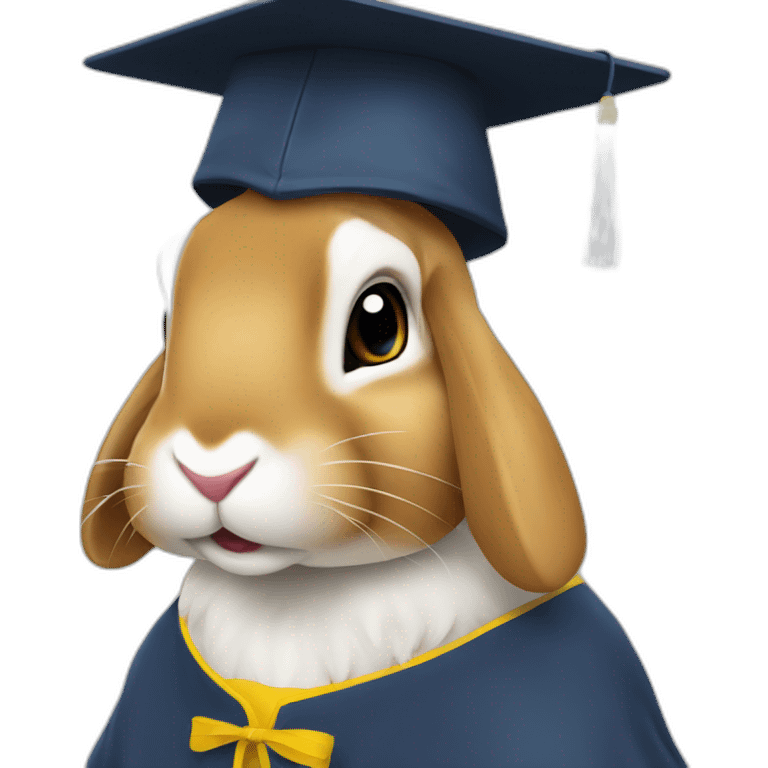 Ukrainian rabbit student in a square academic cap emoji