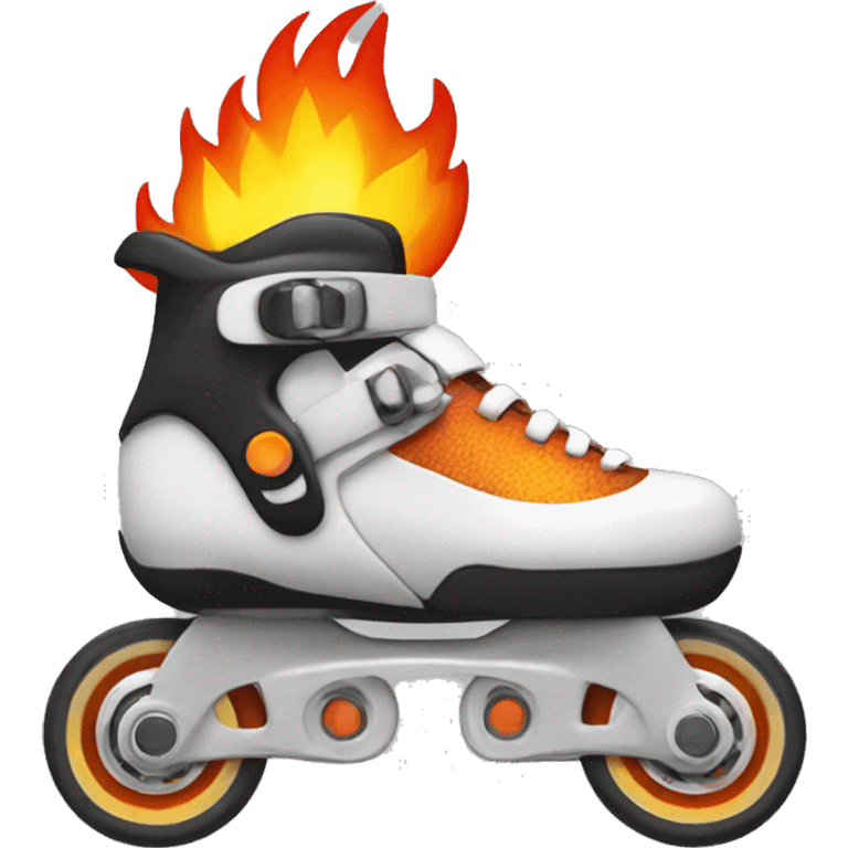 a rollerblade with fire in the wheels emoji