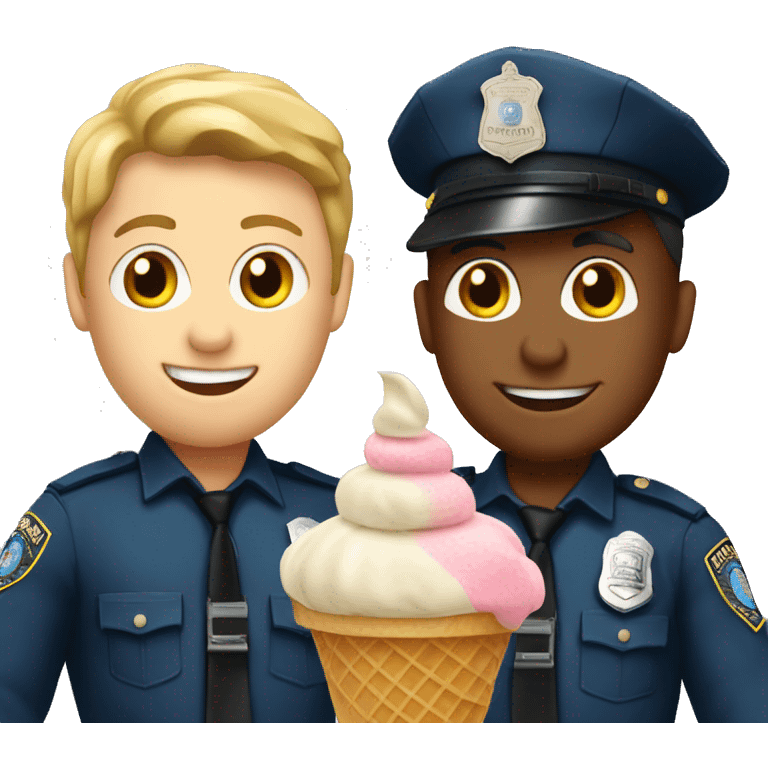 two police officers holding an ice cream cone emoji