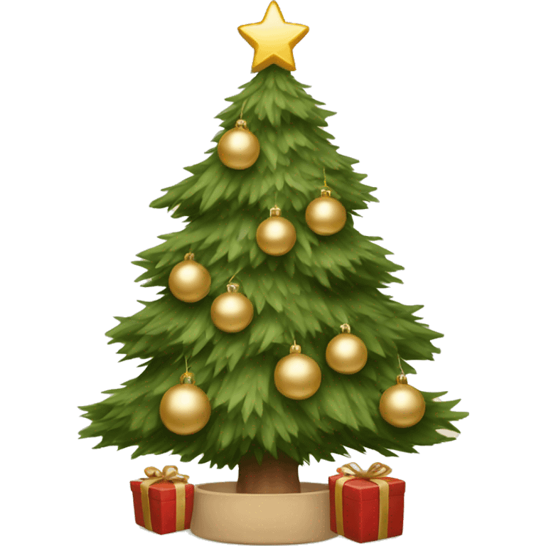 Cozy Christmas tree with beige ornaments emoji