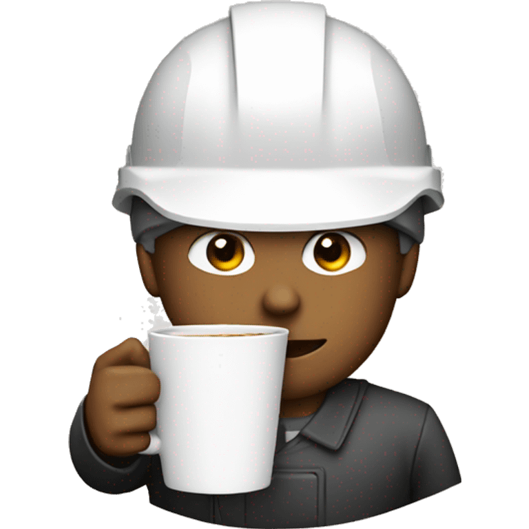  white engineer with helmet holds coffee emoji