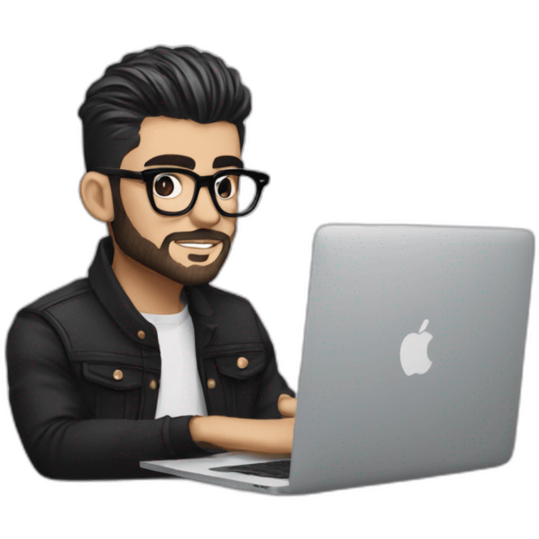 zayn malik with spectacles and beard with macbook emoji