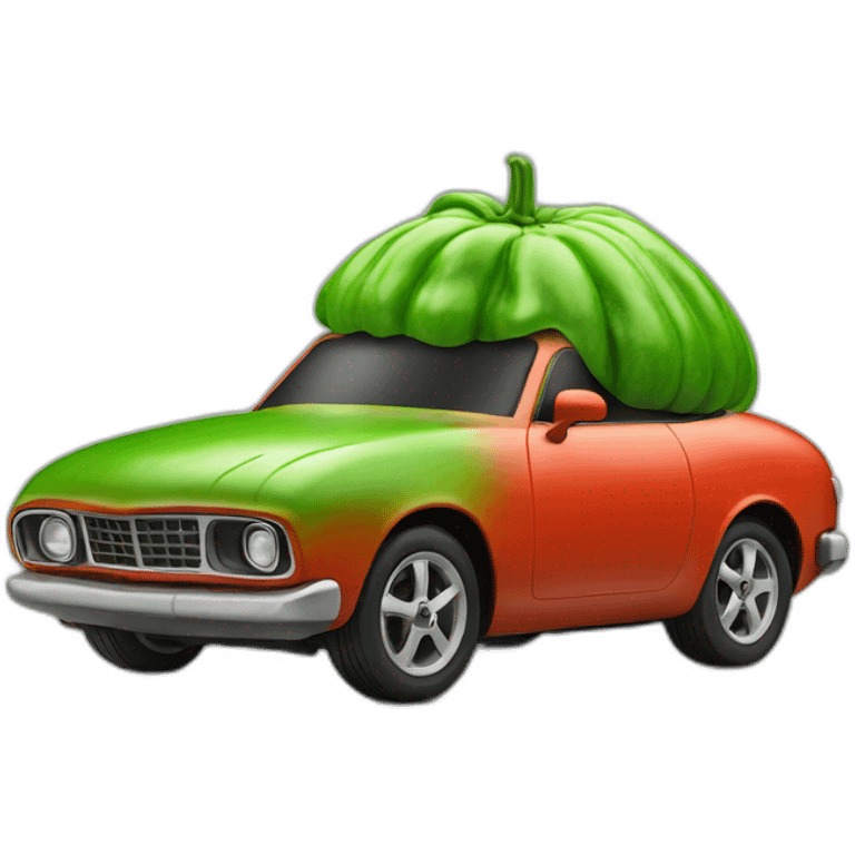 car made out of a tomato with a green top emoji