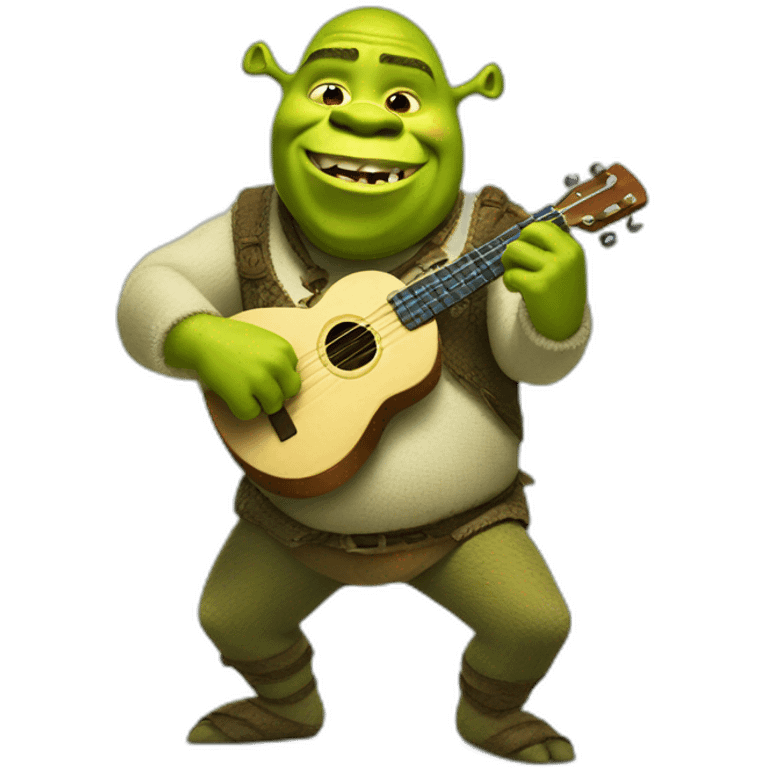 Shrek playing ukulele emoji