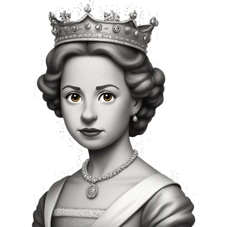 angry young queen Elizabeth the first of England without colour background emoji