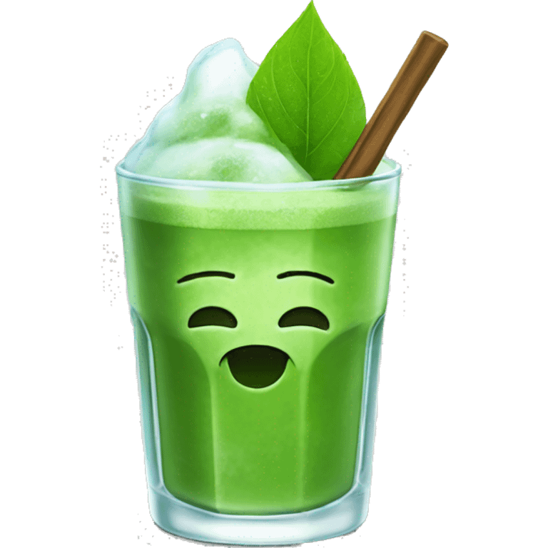 Matcha with ice in a glass emoji