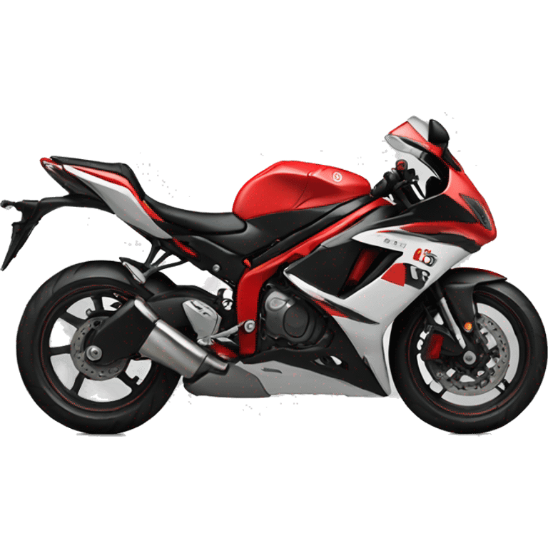 a r6 motorcycle with red details in the tokyo  emoji