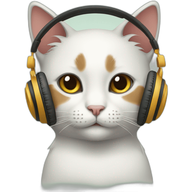 cat with headphones and book emoji