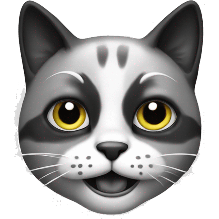 crazy cat black and white emoji