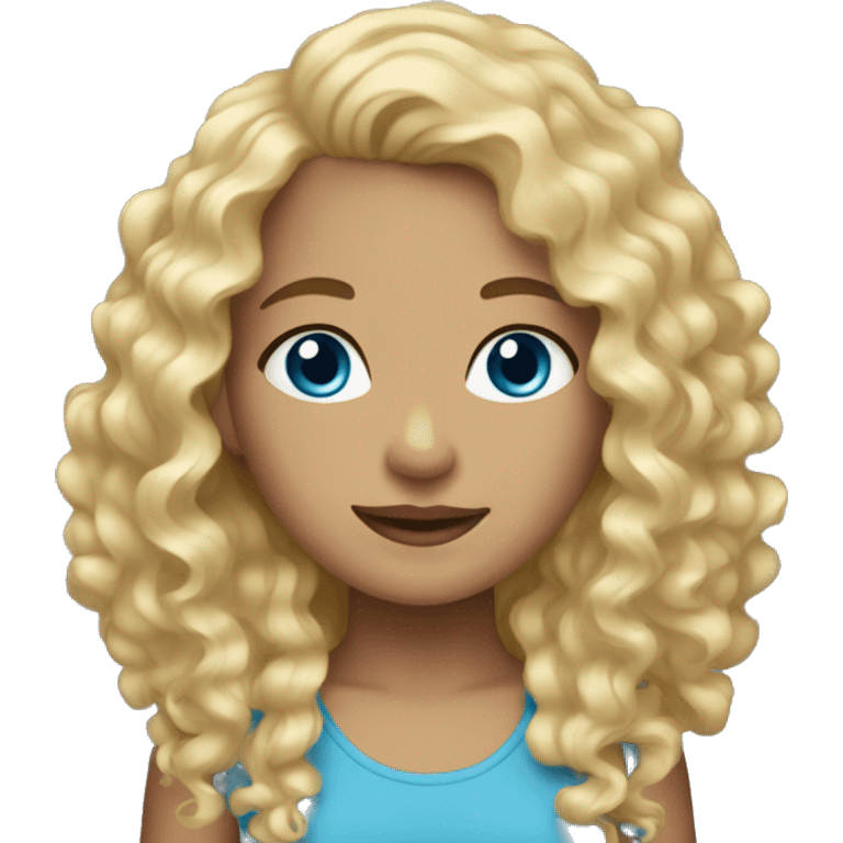 Girl with curly blonde hair blue eyes  emoji