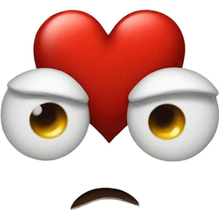 red heart with one eye and a frown face emoji