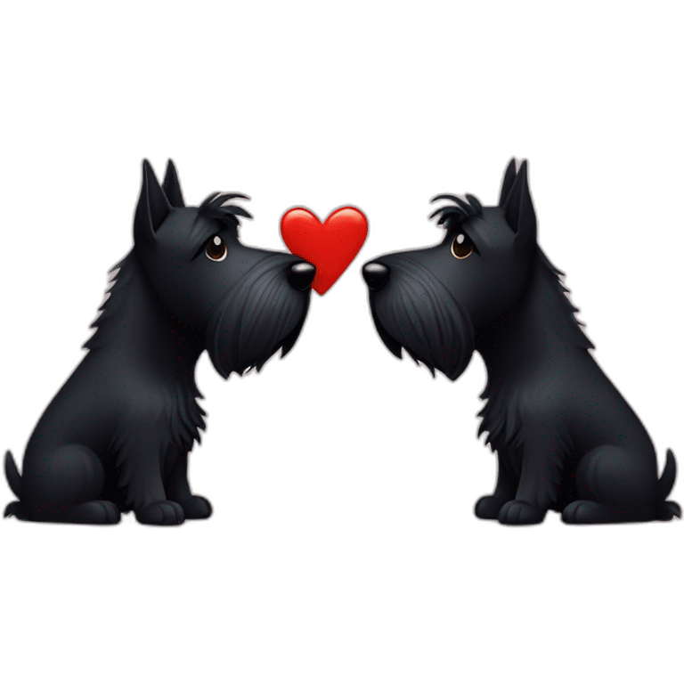 Two black Scottish terrier kissing emoji