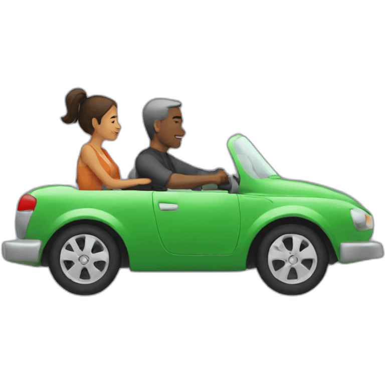 man and woman riding car sideview emoji