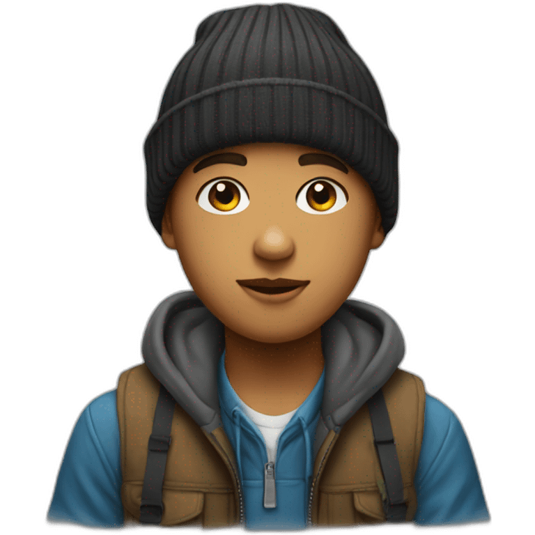 cool beanie boy portrait emoji