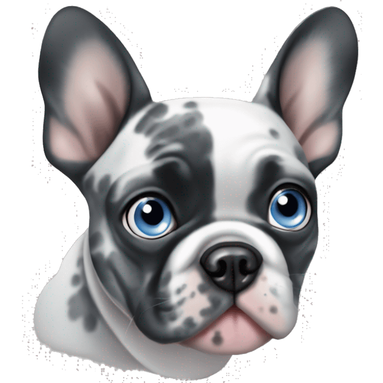 Black and Grey merle french bulldog blue eye emoji