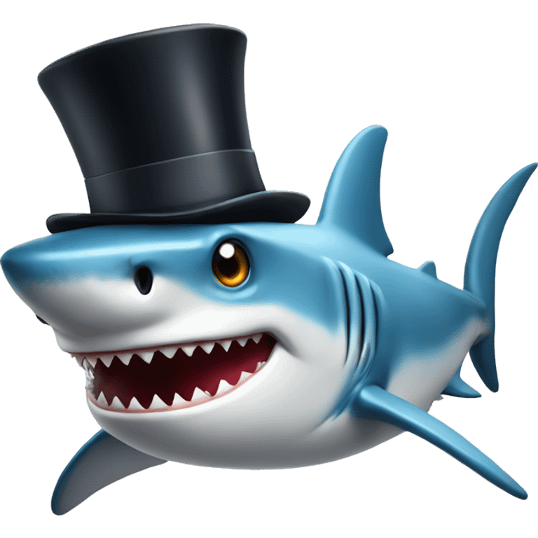 Shark with a top hat emoji