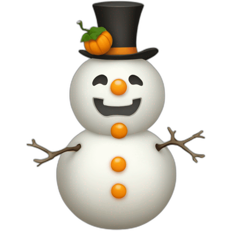 trisomic snowman with a reversed pumpkin emoji