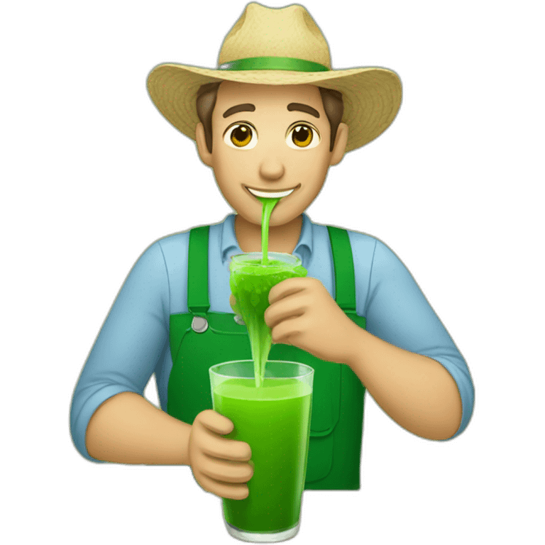 Male farmer drinking green juice emoji