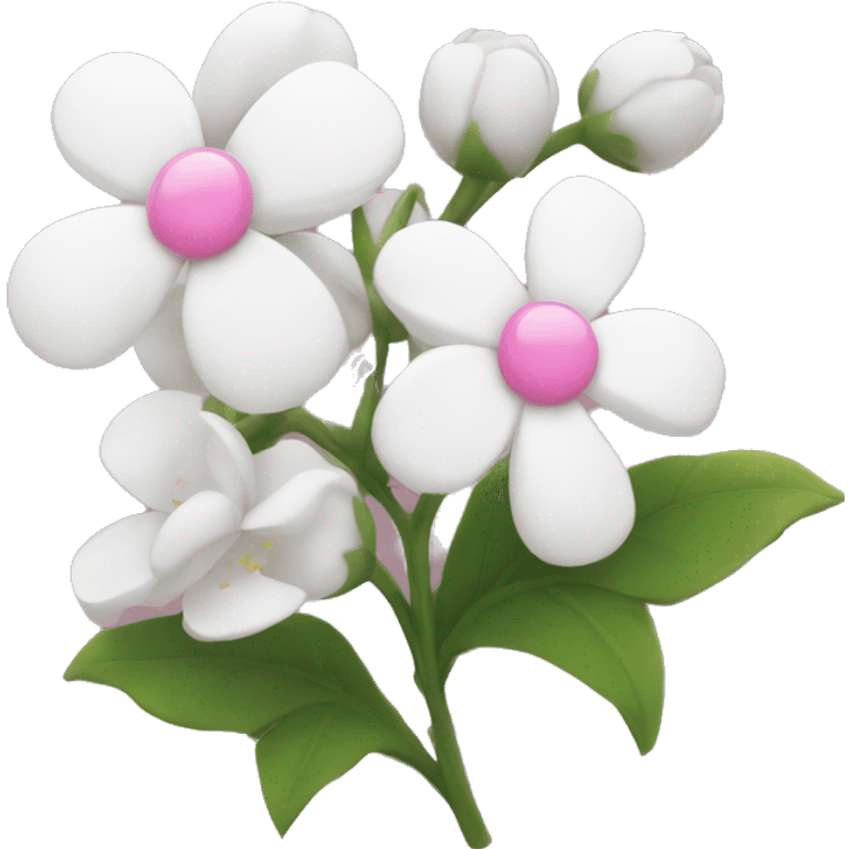 white flowers with pink now holding it together  emoji