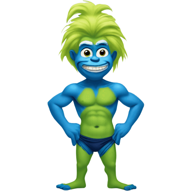 blue grinch in speedo emoji