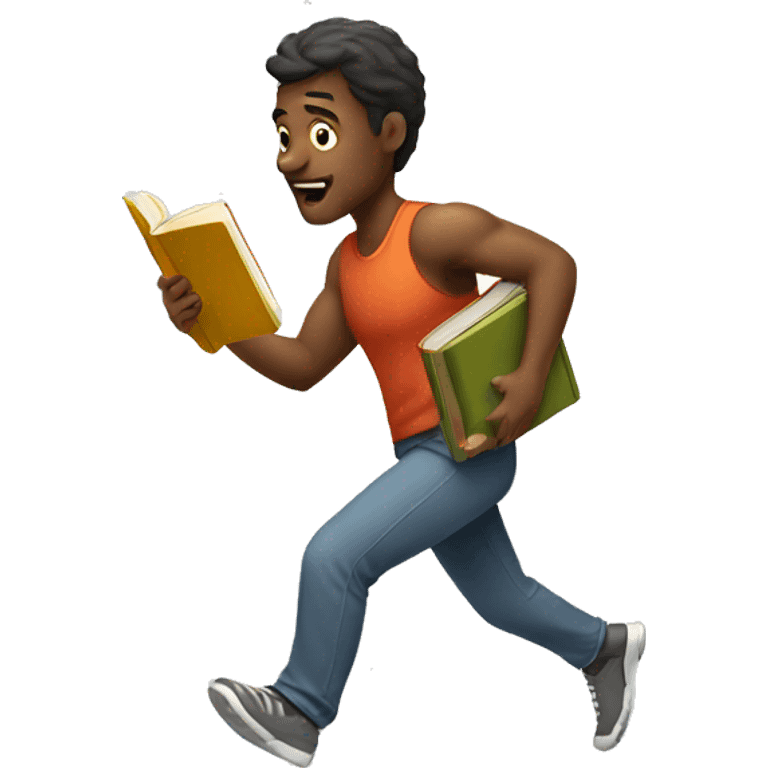 A man reading a book while running  emoji