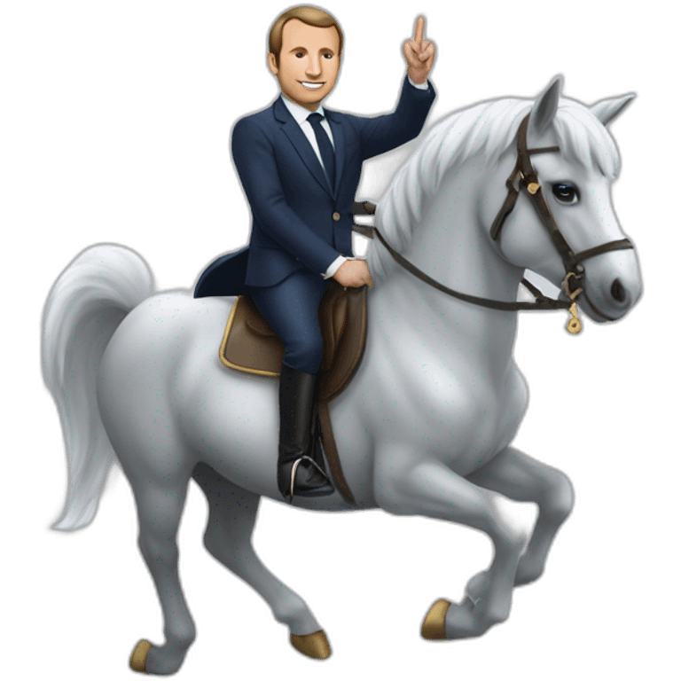 Macron sur une licorne emoji