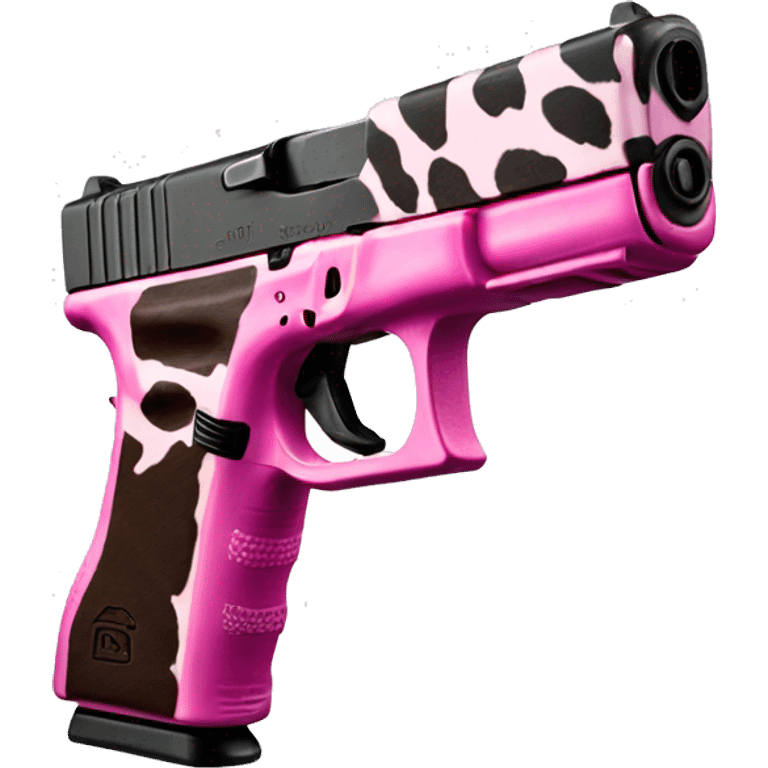 Cow print Glock with pink trigger emoji