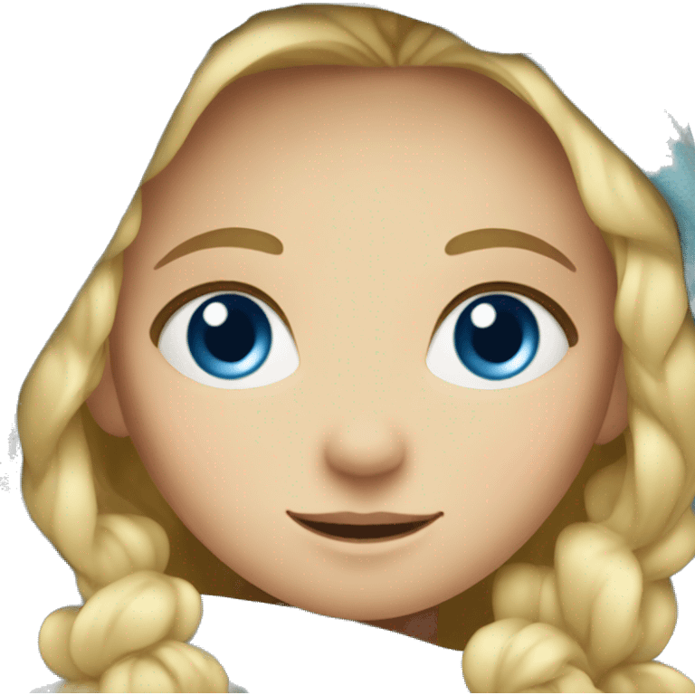 Blond girl blue eyes with blanket emoji