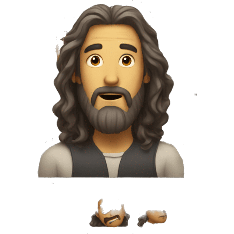 Man with barbar and long hair in awe emoji