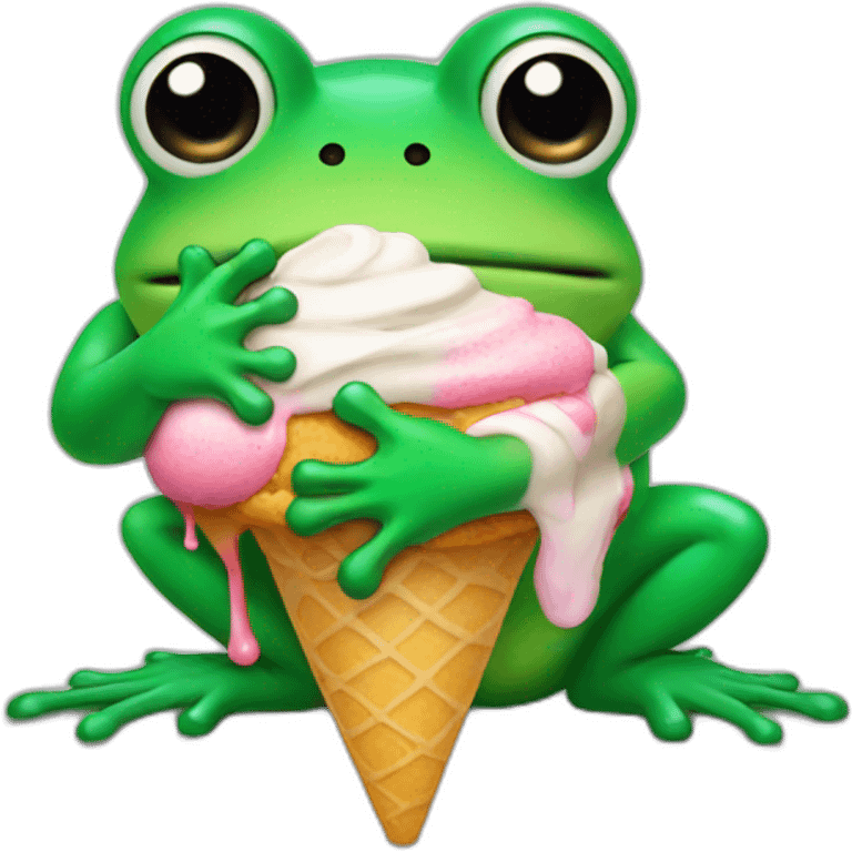 Frog with an icecream  emoji