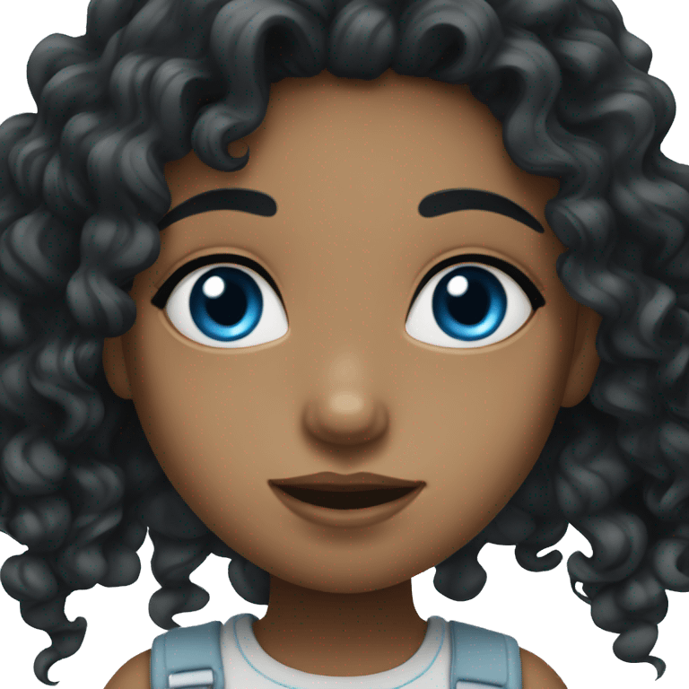 Girl with blue eyes and black long curly hair emoji