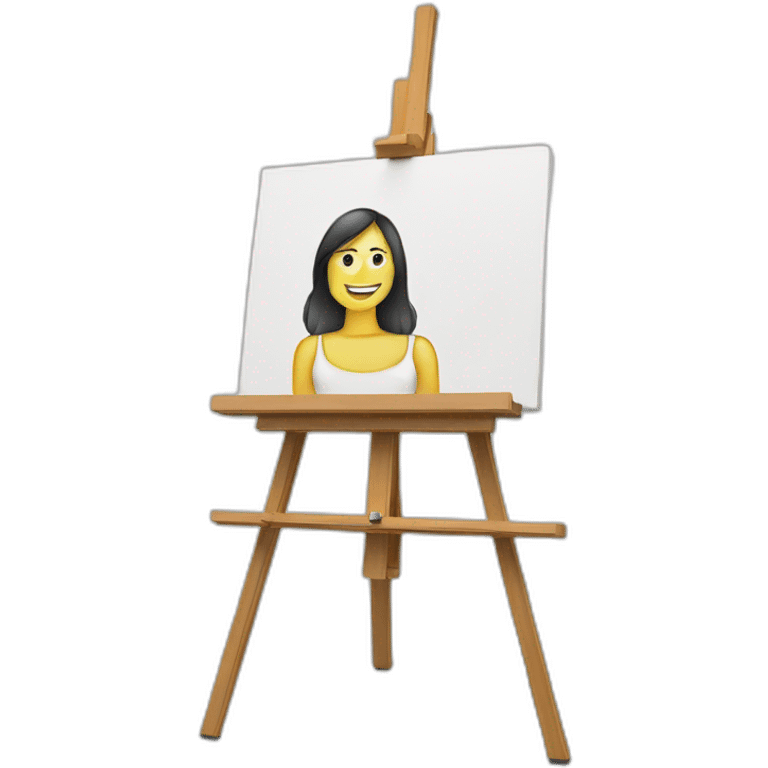 easel with drawing of woman emoji