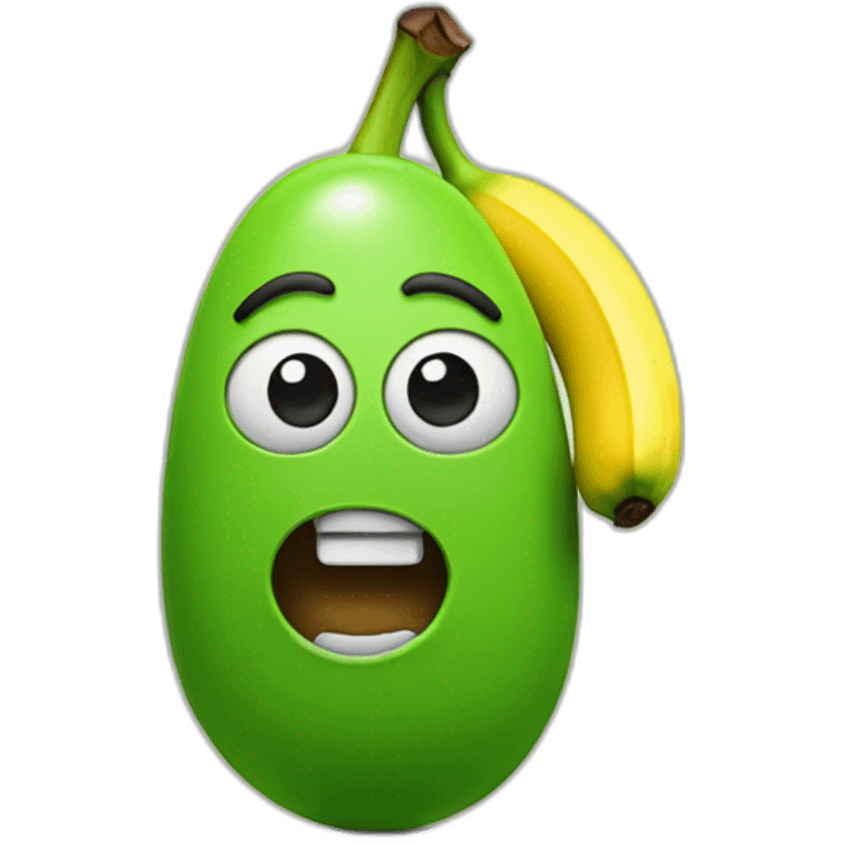 Green m&m holding a banana  emoji